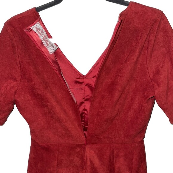 Sadie & Sage | NWT Red Vegan Suede Dress | Small - Picture 3 of 9
